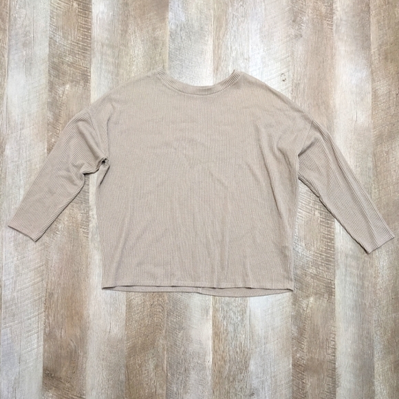 Cherish Neutral Beige Ribbed Sweater Top - Picture 1 of 11